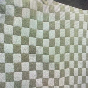 Checkered Green and White Blanket